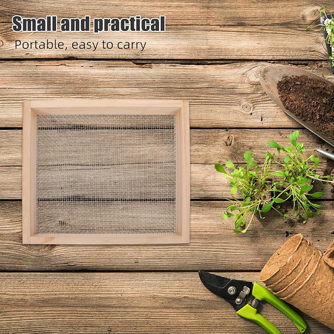 Soil Sifter Wide Size (12. 6x11. 4inches) with 1/8 Inch Mesh Garden Sieve for Dirt Sand Rocks and Compost Mesh Screen