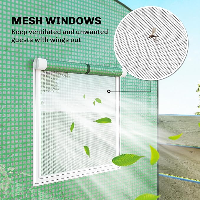 Outsunny Mini Greenhouse Portable Greenhouse with Roll-Up Door and 2 Mesh Windows Small Green House with PE Cover for Garden Patio Lawn 78.7 x 29.5 x 74 Green