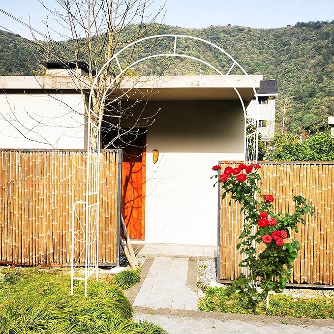 Garden Trellis Metal Garden Arch Outdoor Trellis W55'' x H94.5'' Garden Arbor Trellis Climbing Plants Vines Plant Rose Vegetable Support Rose Arch Outdoor Arch