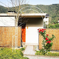 Metal Garden Arch W55'' x H94.5'' Garden Arbor Trellis Climbing Plants Support Rose Arch Outdoor Arch Cream White