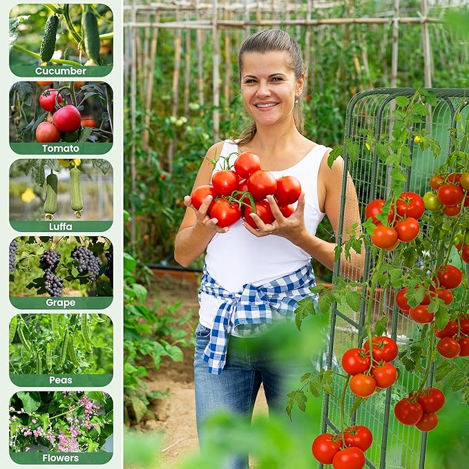 Cucumber Trellis for Raised Bed 63 Heavy Duty U-Shape Garden Trellis for Climbing Plants Outdoor Rustproof Plastic Metal Arch Vegetables Trellis Plant Support for Vine Fruits Beans and Flowers