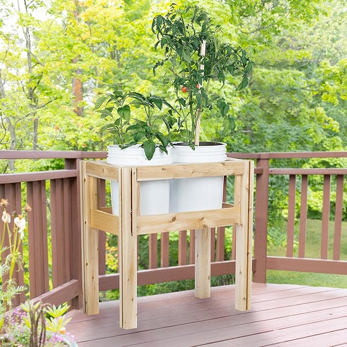 Greenes Fence Two Bucket Elevated Cedar Wood Garden Frame 28 in. x 16 in. x 30 in. - Made in USA with North American Cedar