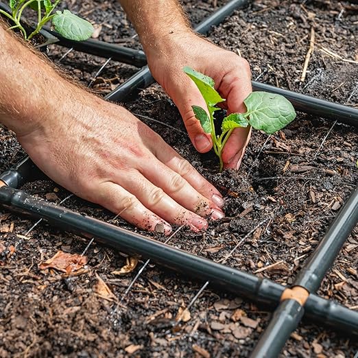 Garden Grid Watering System | Square Foot Gardening Grid &amp Irrigation in One | Pre-Assembled Watering Grid and Square Foot Garden Style Planting Template | USA-Made Quality | Size: 4x6 – Dims: 44