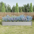 Raised Garden Bed Kit - Metal Raised Bed Garden 7.6x3.7x0.98ft for Flower Planters Vegetables Herb Silver