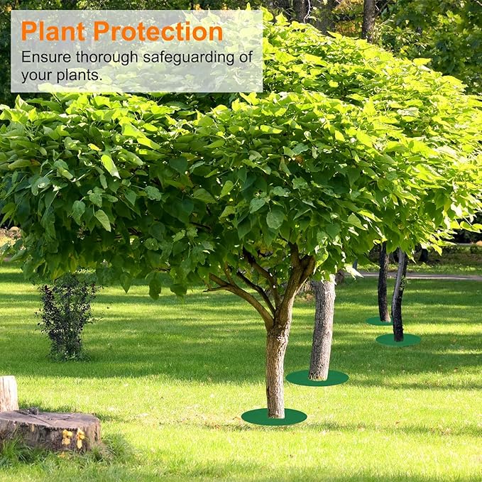 HARFINGTON 8pcs Tree Mulch Ring 28.3 Inch Non-Woven Round Tree Protector Weed Barrier Mat Plant Cover Rings for Weed Grass Control Root Protection Green