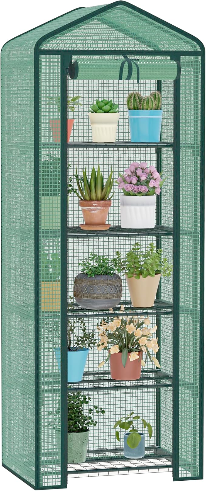 Greenhouse for Indoor Outdoor Small Plastic Plant Green House 5-Tier Rack Stand Portable Greenhouses with Durable PE Cover for Seedling