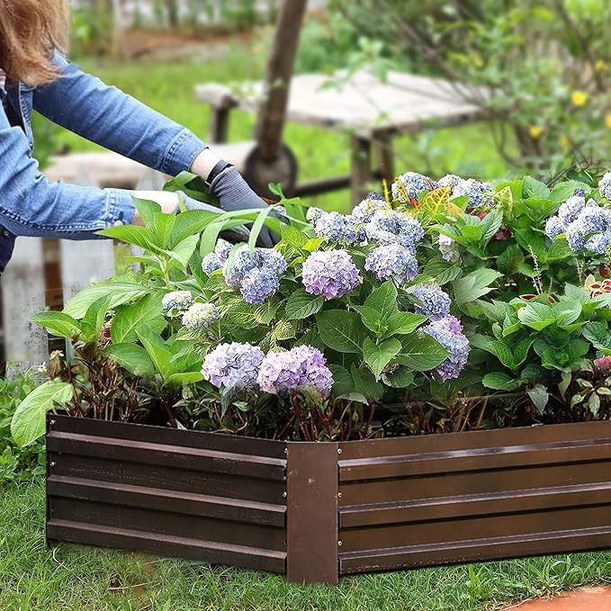 LuxenHome Galvanized Raised Garden Bed Kit 6x3x1ft Raised Garden Bed Outdoor Rectangular Metal Gardening Planter Box Large Plant Pot Planting Bed Gardening Tools for Vegetables Flowers Herbs