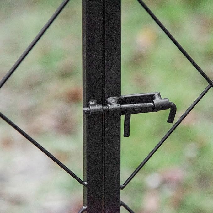 85 Garden Arch Arbor Metal Arch Trellis with Gate Garden Archway for Climbing Vines Wedding Ceremony Decoration Black