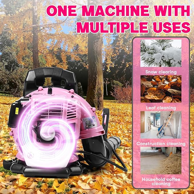 Backpack Gas Powered Leaf Blower 52CC 550CFM 2-Stroke Grass Lawn Blower Air Cooling Gasoline Backpack Grass Blower with Air-Cooled Snow Blower for Garden Care