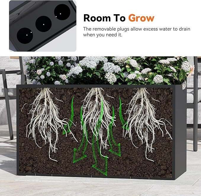 Modern Shade Metal Planter Box with Trellis Privacy Screen 4x6 FT Large Raised Garden Bed Multi-Functional Privacy Screen Outdoor with Drainage Holes for Climbing Plants Petal Weave
