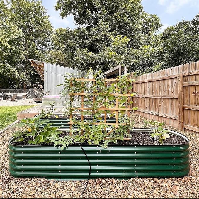 Vego garden Raised Garden Bed Kit 17 Tall 10 in 1 Jumbo Modular Raised Garden Beds Metal Planter Box for Vegetables Flowers Herbs British Green