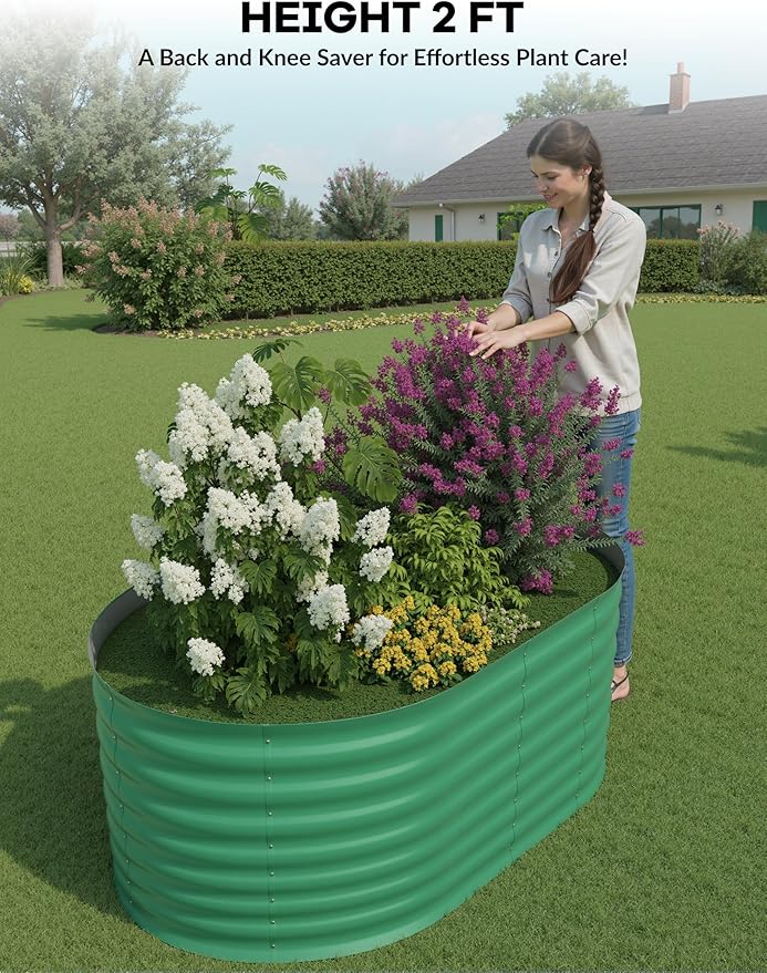 2Pcs 4x2x2ft Raised Garden BedGalvanized Raised Planter Boxes Outdoor with Easy Assembly Large Garden Bed for Vegetables Fruits FlowerRaised Garden BedGreen