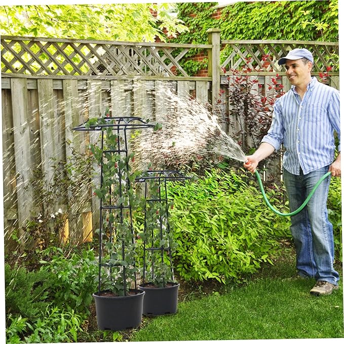Garden Trellis for Climbing Plants Umbrella Shaped Ventilated Plant Trellis Plastic Wrapping UV Protection Metal for Potted Plant Long 57in| Cages Supports