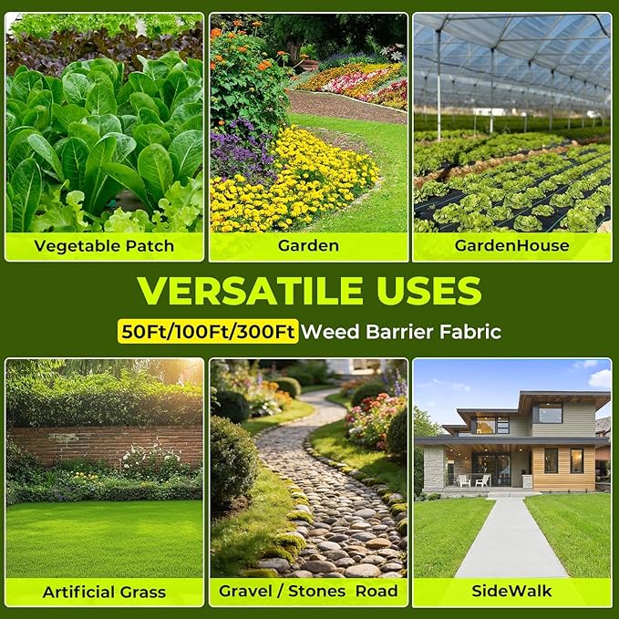 Weed Barrier Fabric3x300FT Landscape Fabric3.2oz Weed Control Garden Cloth Block Gardening Ground Cover Mat Woven Geotextile Fabric for Driveway Gravel Greenhouse Underlayment