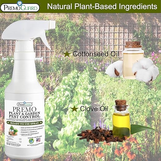 Plant &amp Garden Pest Control by Premo Guard - 32 oz - Insect &amp Disease Control for Organic Gardening - Effective Natural Plant Based Formula for Inside &amp Outside Plants