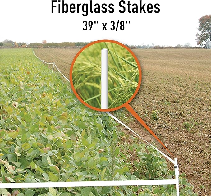 PLOTSAVER ST-W-039 39 x 3/8 Deer Repellent White Fiberglass Stakes (30 Pack)