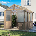 Mupater 6 x 8 FT Wooden Polycarbonate Greenhouse with Ventilated Window and Lockable Door Walk-in Greenhouse for Backyard Patio Lawn Brown