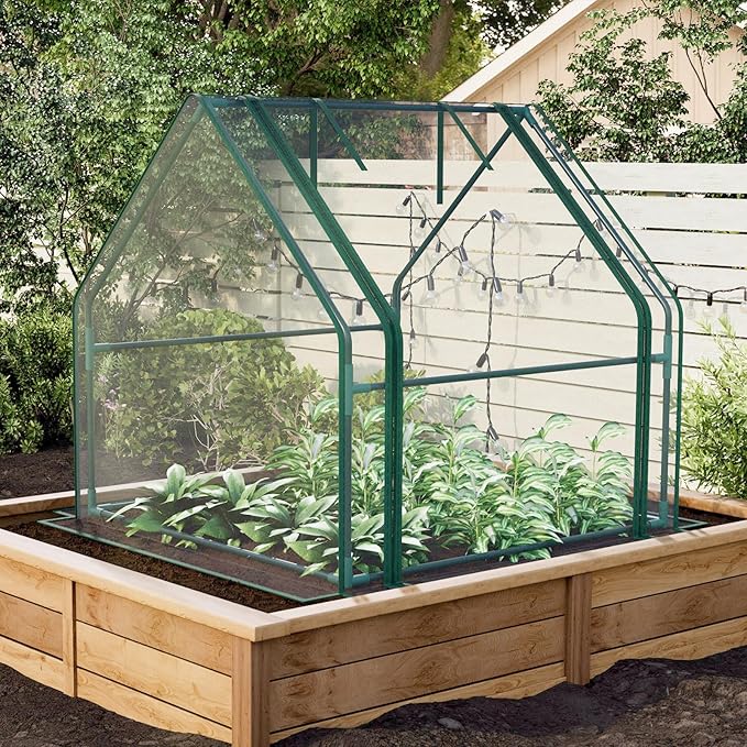 Portable Mini Greenhouse 40.2x37.8x37.8 Greenhouses for Outdoors with Dual Large Zipper Doors &amp Ground Stakes Waterproof Plastic Green House for Outside Garden Patio Backyard