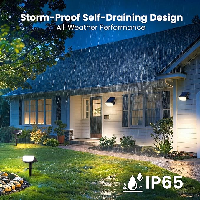 Solar Spot Lights Outdoor Waterproof IP656 PackCool Light 2 Lighting Modes Selectable Solar Powered Yard Garden Solar Spot Lights for Garden Outside Landscape Auto On/Off
