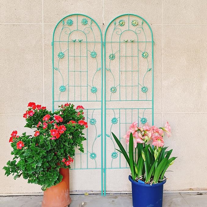 2 Pack Metal Garden Trellis 71 x 19.7 Rustproof Trellis for Climbing Plants Outdoor Flower Support Green