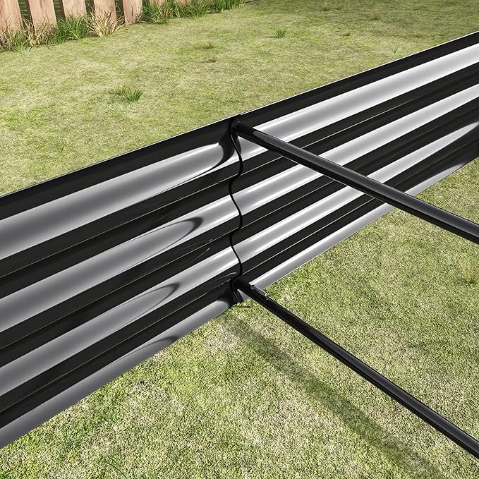 8x4x1ft Raised Garden Bed Outdoor Galvanized Raised Garden Beds Metal Raised Beds for Gardening Vegetables Fruits and Flowers Easy Assembly 202 Gallon Capacity - Black