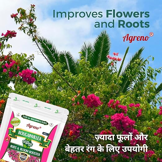Agreno® Bougainvillea Buds and Bloom Booster Essential Organic Powerful Fertilizer Granule for Overall Fast Growth and Heavy Flowering of Bougainvillea Plants. (1 kg)