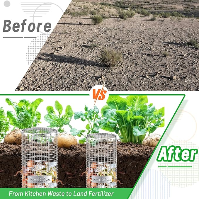 2pack Underground Worm Composting Bin Metal Compost Bin for Recycling Kitchen Food Waste Outdoor Worm Compost Bin with Holes and Lid Use in Outdoor Garden Vegetable Patch Backyard