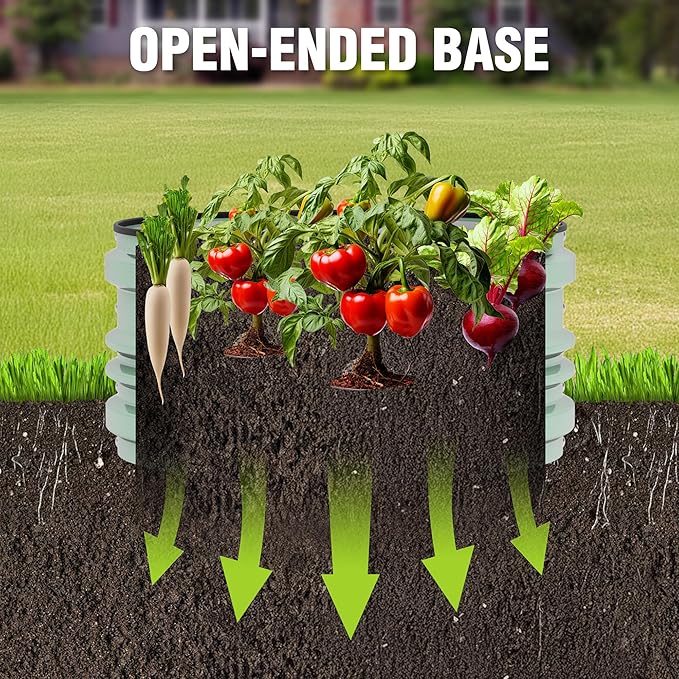 WORKPRO 3Pcs 2x2x1ft Galvanized Raised Garden Bed Set Rust &amp Corrosion Protection Easy Assembly Safe Edge Ideal for Vegetables &amp Flowers Green