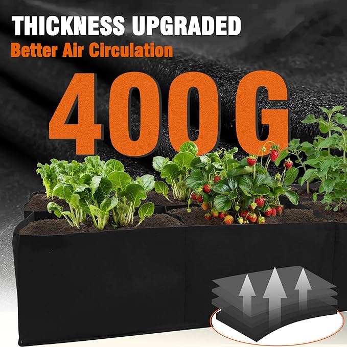 Gardzen 2 Pack Fabric Raised Garden Beds 2x4x1 FT - 8 Grids Grow Bed for Square Foot Gardening Planting Box for Vegetables Herbs Flowers