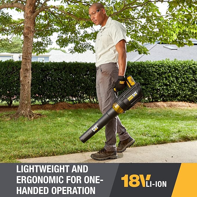 Cat DG250 18V Brushless 450 CFM 100 MPH Leaf Blower Cordless with Battery and Charger 2-Speed Blowers for Lawn Care Lightweight Cordless Leaf Blower – Battery &amp Charger Included
