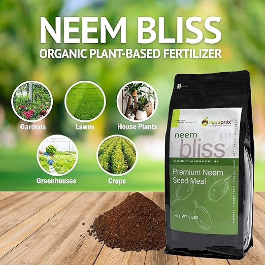 Neem Bliss (5lbs) + Char Bliss (8 Qts) - Neem Cake for Plants &amp Organic Biochar for Plants - Biochar Soil Amendment Charcoal for Plants - Neem Seed Meal - Neem Meal Fertilizer - Neem Powder for Pl