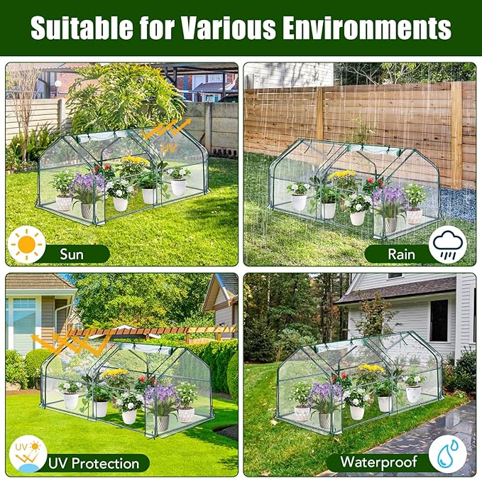 Mini Greenhouse for OutdoorPortable Greenhouse Outdoor Garden w/ Roll-up Zipper DoorWaterproof &amp UV Protected Green House for Outside Garden Patio Backyard71x36x36