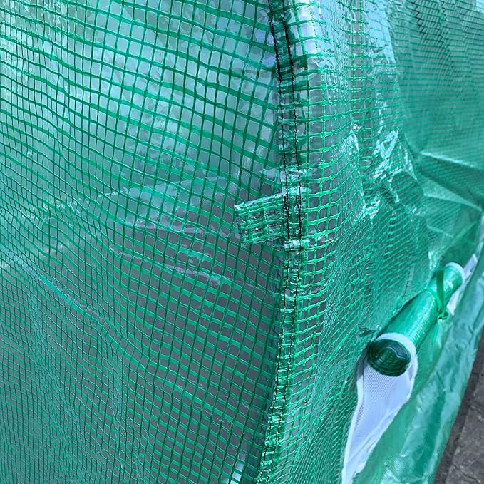 Outsunny 15' x 7' x 6.5' Walk-in Tunnel Hoop Greenhouse Green House for Outside with PE Cover Steel Frame Roll-Up Zipper Door &amp Windows for Flowers Vegetables Tropical Plants Green