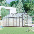 8x14 FT Greenhouse for Outdoors Polycarbonate Greenhouse with Quick Setup Structure and Roof Vent Aluminum Large Walk-in Green House for Outside Garden Backyard Dark Gray
