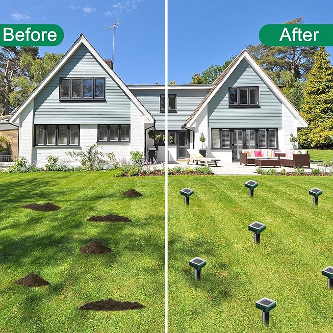 Mole Repellent Solar Powered 10 Pack Solar Mole Repellents Ultrasonic for Vole Snakes Gopher Waterproof Sonic Vole Deterrent SpikesSnake Gopher for Garden and Yard