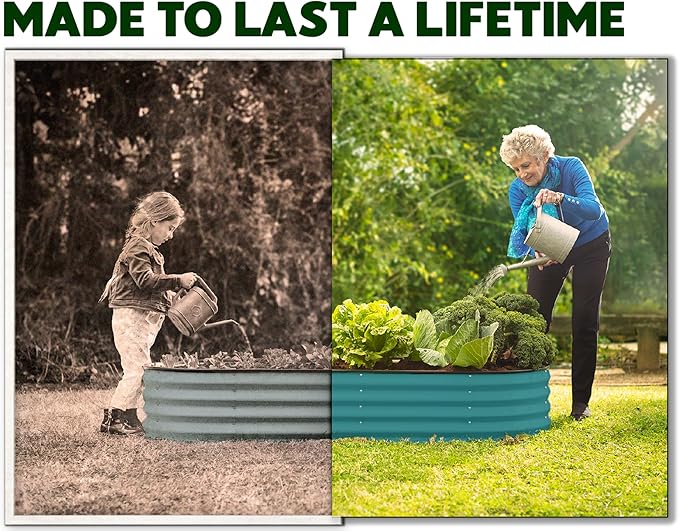 Plant &amp Plot Galvanized Raised Garden Beds Outdoor // 4×2×1 ft (2-Pack) Planter Raised Beds for Gardening Vegetables Flowers (Turquoise) // Large Metal Garden Box