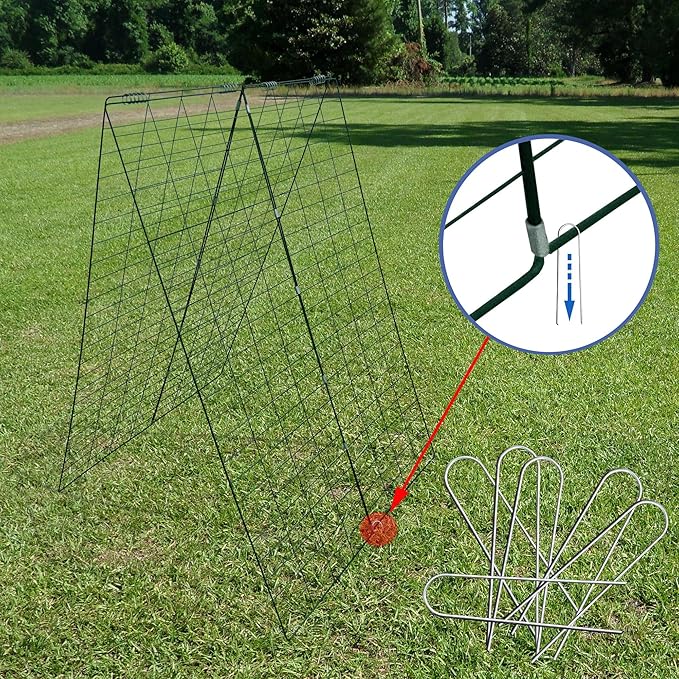 Garden Cucumber Trellis A-Frame Folding Plant Trellis 48 Inch by 34 Inch for Climbing Vegetables Flowers Green 2 Pack with ClipsCable Ties and Ground Stakes