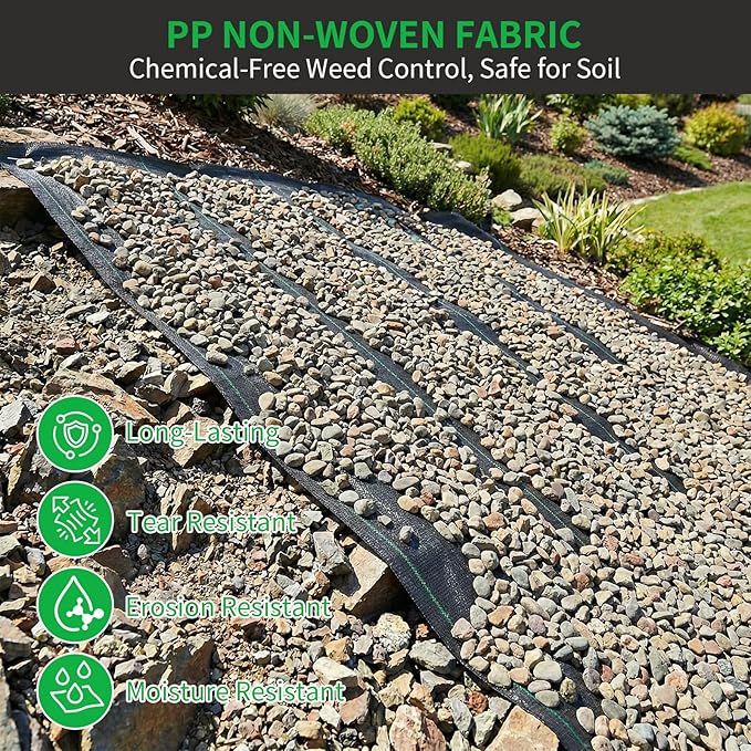 HOOPLE 4FT x 100FT Heavy Duty Weed Barrier Fabric 3.2oz Woven Geotextile Landscape Fabric High Permeability Weed Blocker Ground Cover for Garden Driveway Gravel Underlayment &amp Landscaping