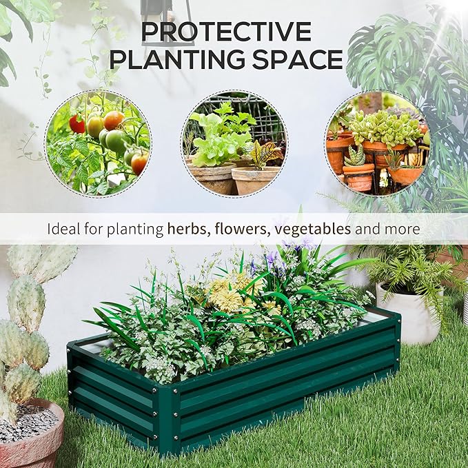 Metal Planter BoxGalvanized Raised Garden Bedfor Growing VegetablesFlowersHerbsSucculents