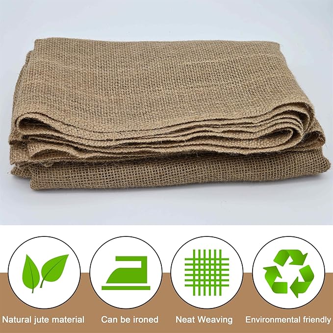 3 Pack 40 x15 Feet Natural Burlap FabricMultipurpose Burlap for Weed Barrier and GardeningJute Fiber for DecorationWedding Ceremony Aisle RunnerOutdoor Plant CareTree Wrap