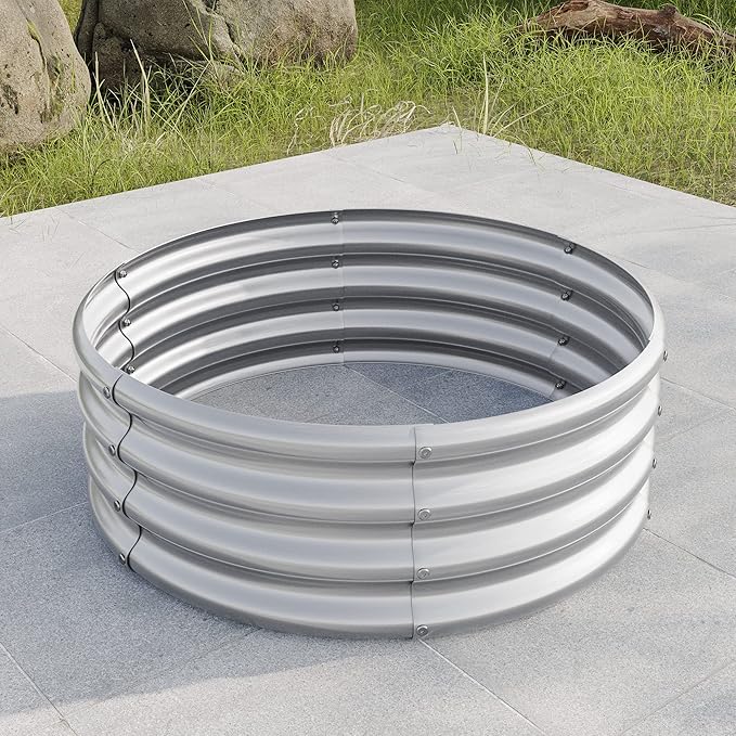 32.08*11.4 Tall Round Raised Garedn BedMetal Raised Beds for Vegetables Outdoor GRaised Planter Box Backyard Patio Planter Raised Beds for Flowers Herbs Fruits Black