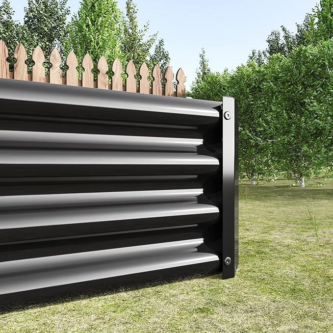 8x4x1ft Raised Garden Bed Outdoor Galvanized Raised Garden Beds Metal Raised Beds for Gardening Vegetables Fruits and Flowers Easy Assembly 202 Gallon Capacity - Black