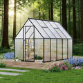 6x7 ft Greenhouse Aluminum-Framed Greenhouse for Outdoors Large Walk-in Green House with Quick Setup Structure and Roof Vent for Outside Garden Backyard Patio Lawn Silver