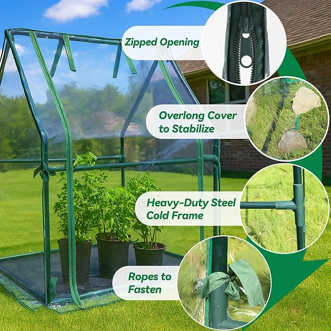 Gardzen Mini Greenhouse Indoor with Waterproof Bottom Heavy Duty Portable Green House for Outdoor Ideal for Seed Starting Germination and Weather Protection 36.2(L) x 36.2(W) x 42.5(H)