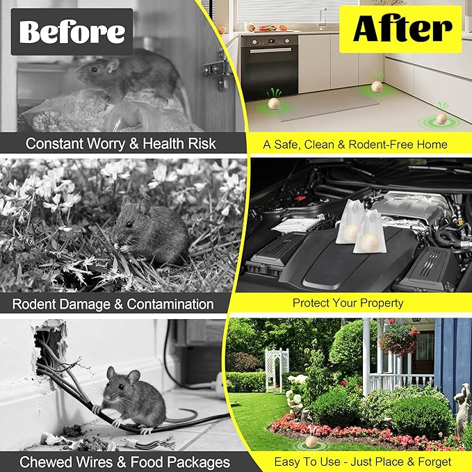 Peppermint Rodent Repellent Balls 12 PackMouse Repellent for Longer Lasting Scent | Indoor Outdoor Car Engine Protection | Mice Rat Deterrent for Home Garage Attic | Pet &amp Kid Safe