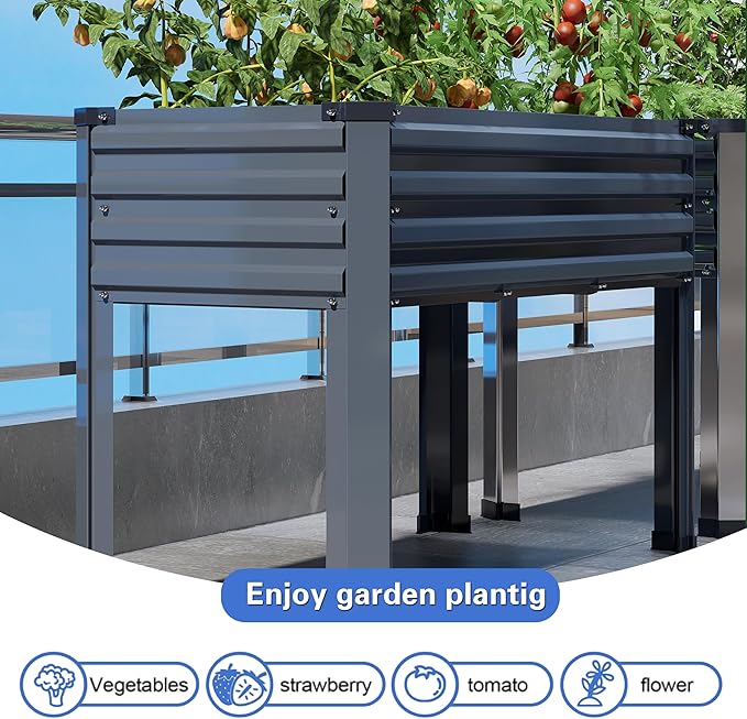 2PCS Galvanized Raised Garden Bed with Legs2PCS 48×18×30in Elevated Planter Box for BackyardOutdoor Garden Patio Balcony 300lb CapacityGrey