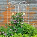 4 Pack Metal Garden Trellis 86.7 x 19.7 Rustproof Trellis for Climbing Plants Outdoor Flower Support Cream White