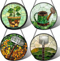 Stained Glass Window Hanging 4 Pcs Set Gardening Tools Large 11.8 - Suncatcher Door Garden Sun Catcher Decor Birthday Mother's Day for Gardener Men Woman Nana Mam Friend