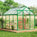 6X8 FT Greenhouse for Outdoors Walk-in Greenhouse Kit with Aluminum Frame Polycarbonate Panels Adjustable Roof Vent Sliding Door Secure Lock for Outside Garden Patio Backyard