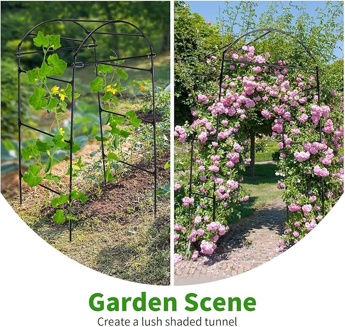 Cucumber Trellis 6.7ft Tall Garden Arch Trellis for Climbing Plants Outdoor Arbor Support Vine Vegetable Tomato Bean Pea Grape Squash Pumpkin Cucumber Raised Bed Lightweight Black